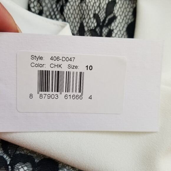 Bailey 44 Blouse Top 10 Ivory Silk Black Lace Modern Career Neutral Minimal NEW - Picture 9 of 11